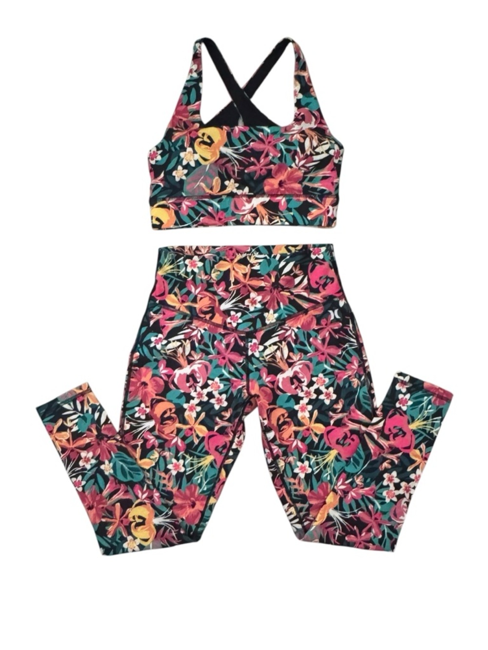 Hurley Floral Sports Bra & Leggings Set Multicolor Tropical 🌺🏝️